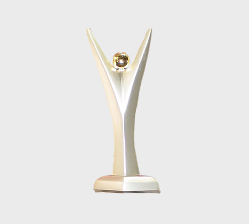 Silver V-Shape Trophy with Gold Orb - SKU PAC-002 - Metal