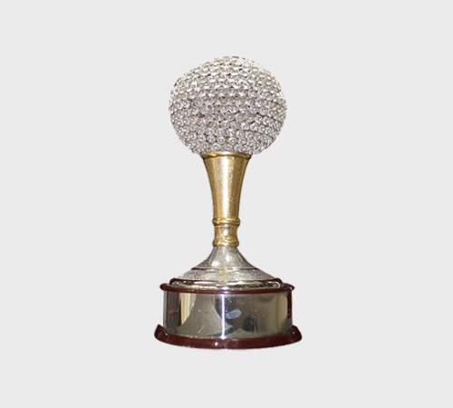 Crystal Studded Globe on Gold Stem - SKU PAC-004 - Crystal