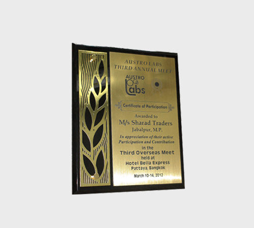 Gold Plaque with Wheat Leaf Border - SKU PAC-007 - Metal