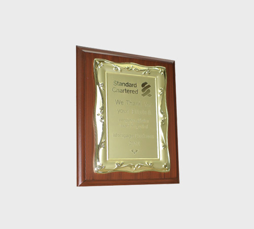 Rosewood Plaque with Gold Scroll Frame - SKU PAC-009 - Wood