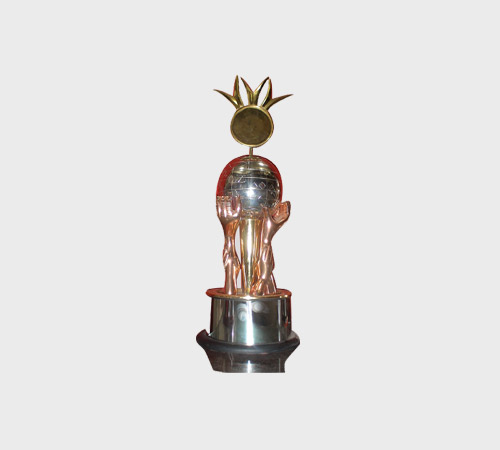 Gold Crown Trophy with Silver Globe and Hands - SKU PAC-010 - Metal