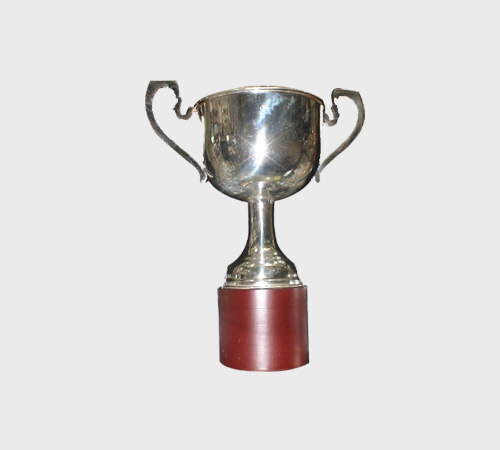 Silver Twin-Handle Cup on Maroon Base - SKU PAC-011 - Metal