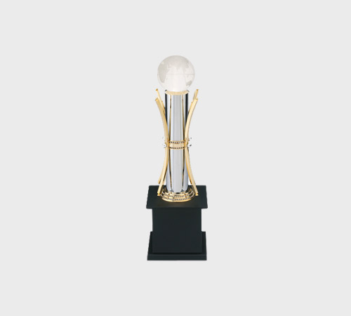 Frosted Crystal Globe on Gold Cross Stem - SKU PAC-013 - Crystal
