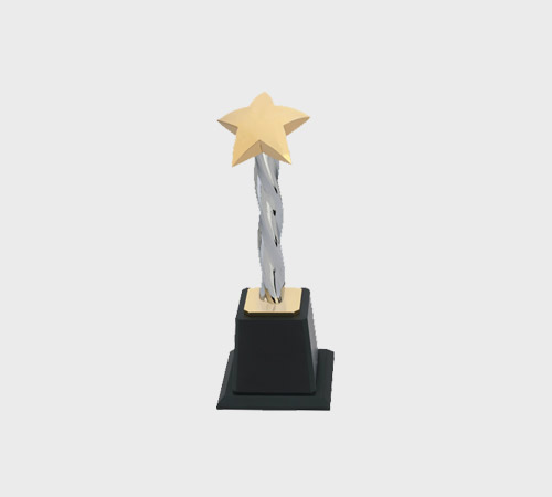 Gold Star on Twisted Chrome Spiral - SKU PAC-015 - Metal