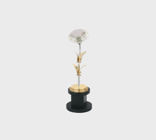Crystal Gem Blossom on Gold Leaves - SKU PAC-016 - Crystal