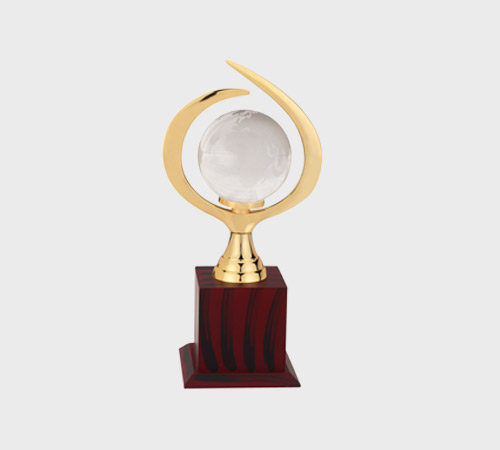 Crystal Globe in Gold Crescent Moon - SKU PAC-019 - Crystal