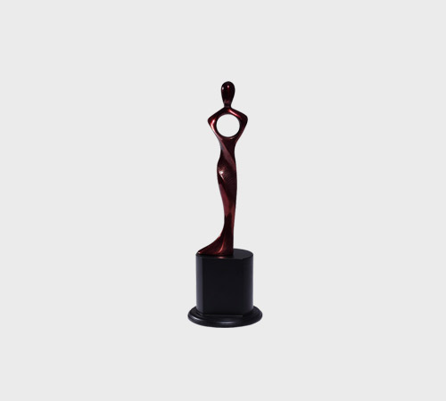 Maroon Resin Abstract Figure on Black Base - SKU PAC-020 - Resin