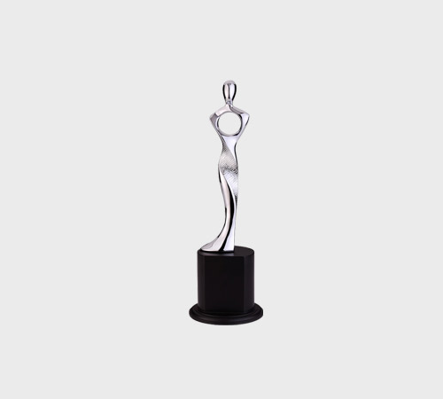 Chrome Loop-Head Figurine on Black Base - SKU PAC-021 - Metal