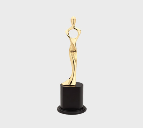 Gold Loop-Head Figurine on Black Base - SKU PAC-022 - Metal