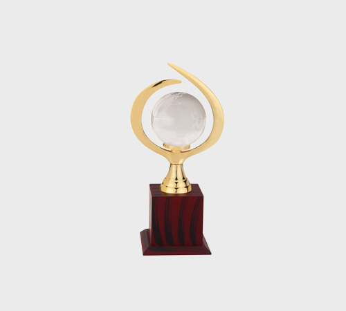 Crystal Globe in Golden Swirl Frame - SKU PAC-023 - Crystal