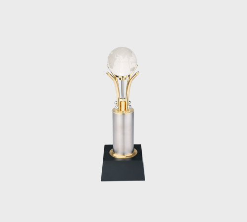 Crystal Globe on Gold Prongs and Silver Column - SKU PAC-024 - Crystal