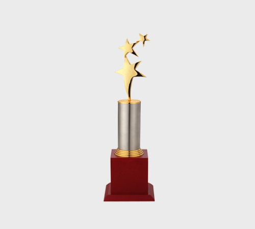 Gold Star Trio on Silver Cylinder - SKU PAC-027 - Metal