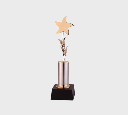 Gold Star with Wing Accents on Column - SKU PAC-030 - Metal