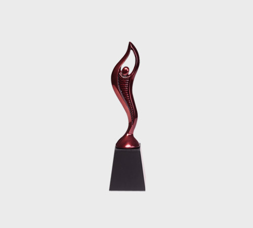 Red Flame Figure on Black Tapered Base - SKU PAC-031 - Metal
