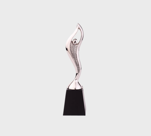 Silver Flame Figure on Black Tapered Base - SKU PAC-032 - Metal