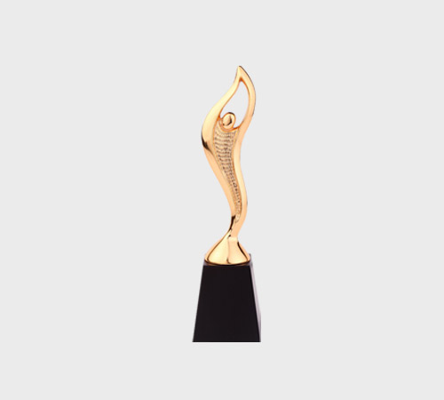 Gold Flame Figure on Black Tapered Base - SKU PAC-033 - Metal