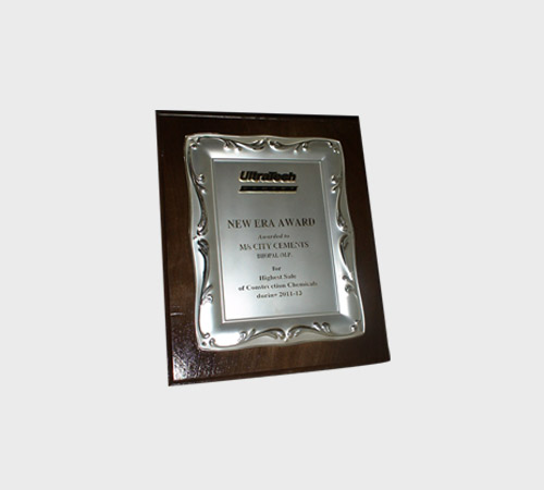 Dark Wood Plaque with Silver Scroll Frame - SKU PAC-036 - Wood