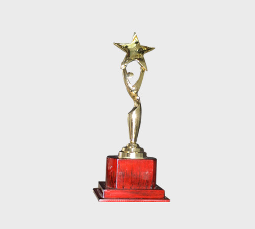 Gold Star Held Aloft by Figure - SKU PAC-038 - Metal