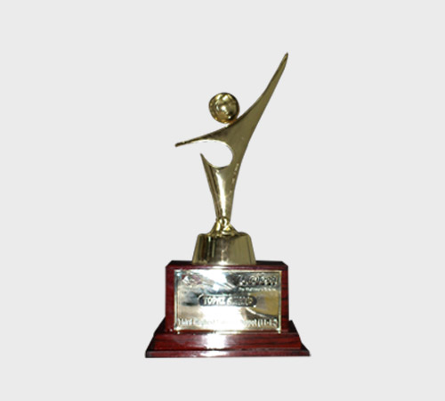 Gold Soccer Kick Figure Trophy - SKU PAC-040 - Metal