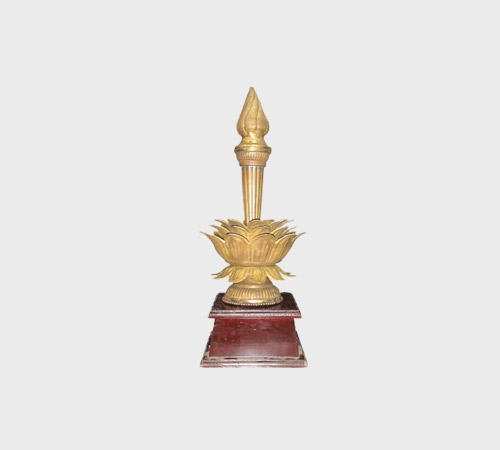 Gold Lotus Torch Figurine on Red Base - SKU PAC-042 - Metal