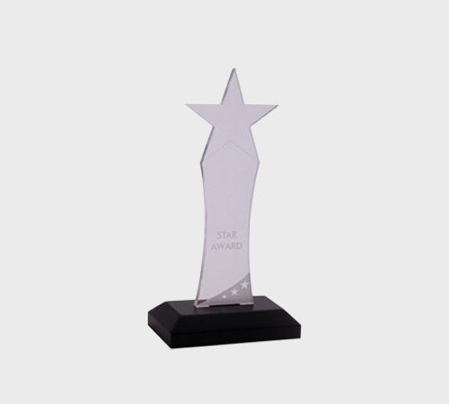 Clear Acrylic Star Award on Black Base - SKU PAC-047 - Acrylic