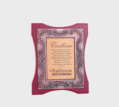 Maroon Metal Filigree Frame Plaque - SKU PAC-048 - Metal