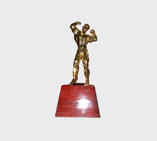 Gold Bodybuilder Figurine on Red Base - SKU PAC-055 - Metal