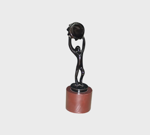 Black Figure Lifting Sphere Trophy - SKU PAC-063 - Metal