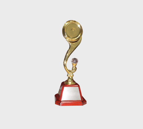 Gold Swirl Horn Trophy with Small Globe - SKU PAC-066 - Metal