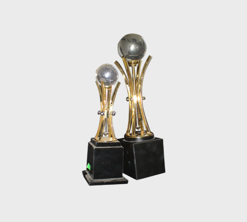 Crystal Globe Trophy Set on Black Base - SKU PAC-067 - Crystal
