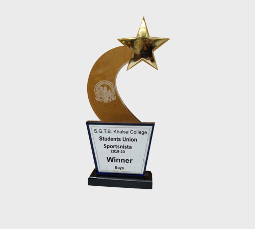 Gold Star on Crescent Amber Plaque - SKU ST-003 - Acrylic