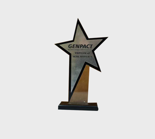 Silver Star on Amber Acrylic Panel - SKU ST-004 - Acrylic