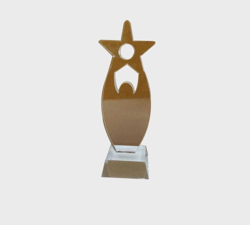 Abstract Gold Star Cutout on Clear Base - SKU ST-006 - Acrylic
