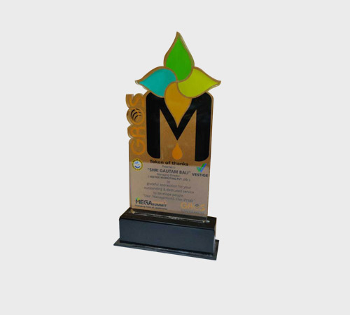Colorful Flower Topper on Black Plaque - SKU ST-007 - Acrylic