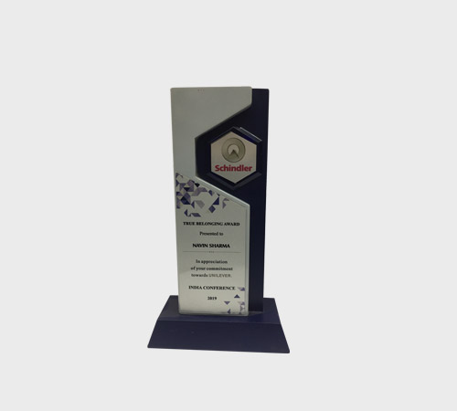 Geometric Silver Plaque with Mosaic Accent - SKU WA-0011 - Wood