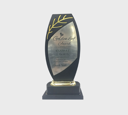 Black Leaf-Shaped Plaque with Gold Branch - SKU WA-004 - Wood