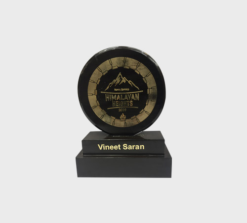 Round Wood-Grain Medallion on Black Base - SKU WA-015 - Wood