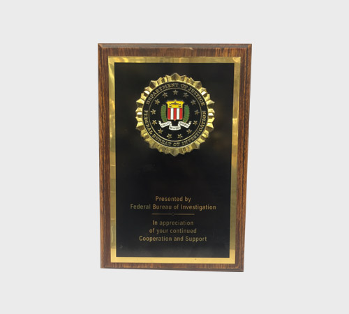 Wood Plaque with Gold Emblem Seal - SKU WA-027 - Wood