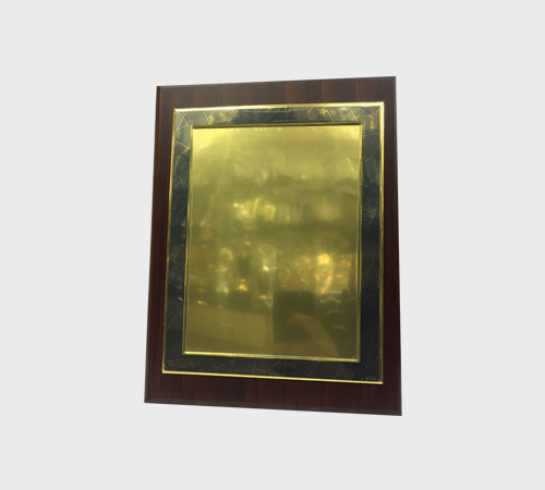 Wood Plaque with Gold Plate and Mosaic Border - SKU WA-031 - Wood