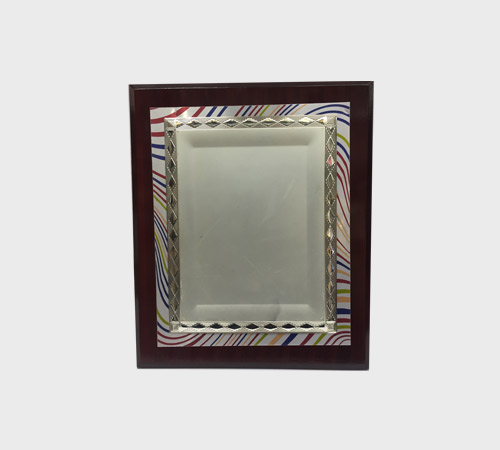 Wood Plaque with Diamond-Cut Silver Frame - SKU WA-034 - Wood