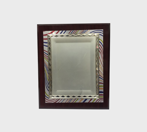 Wood Plaque with Silver Diamond Frame Blank Plate - SKU WA-039 - Wood