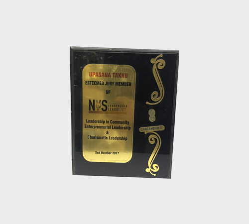Black Plaque with Gold Plate and Swirl Ornament - SKU WA-045 - Wood